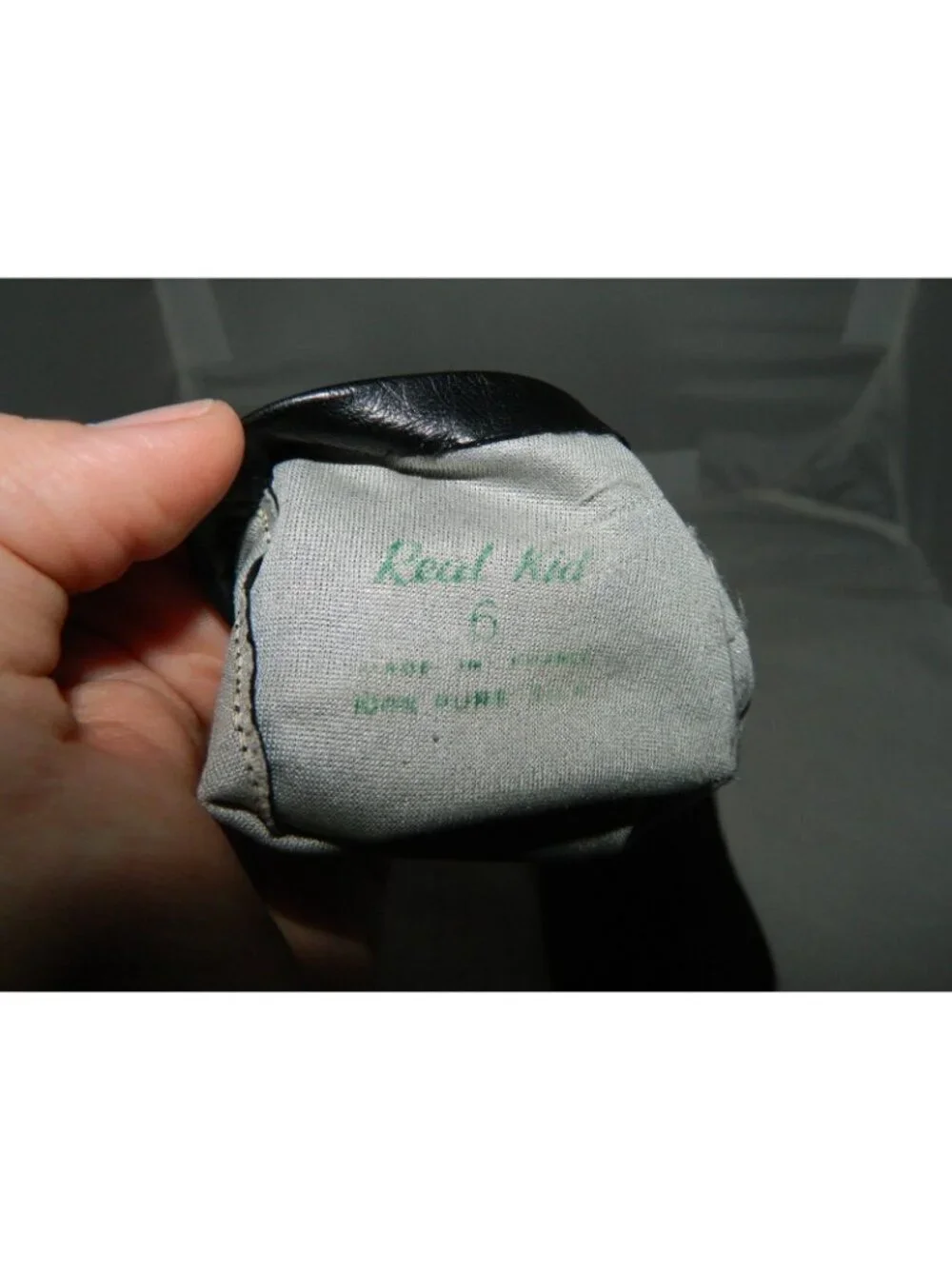 VTG NOS Le Gant Trefousse French Black Leather Tailored Gloves Silk Lined Size 6